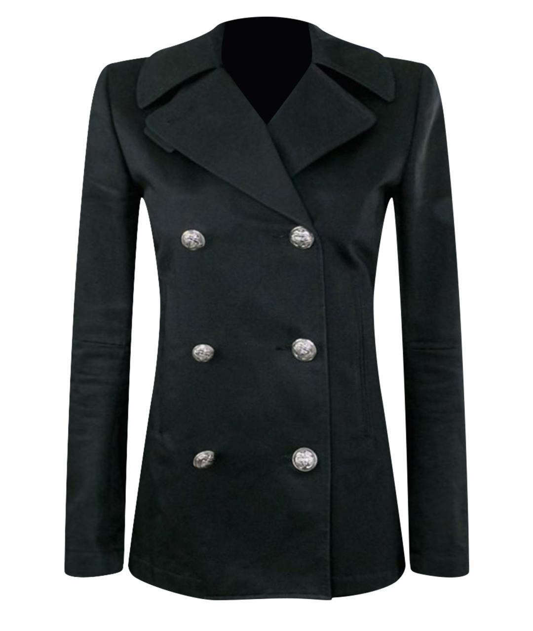 BALMAIN Черное хлопковое пальто, фото 1