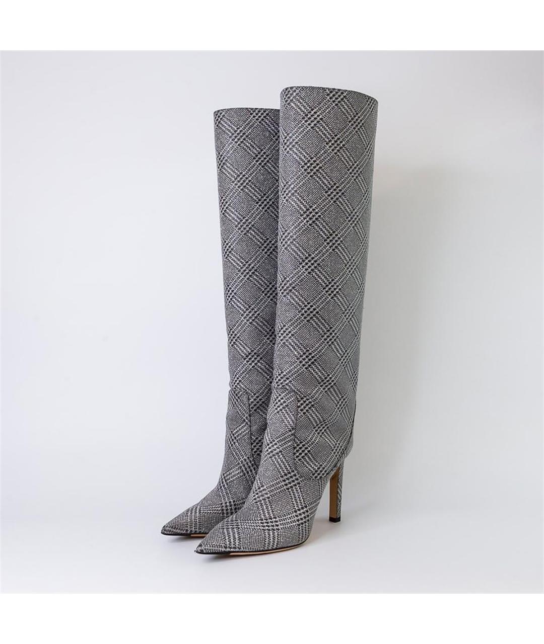 JIMMY CHOO Серебряные текстильные сапоги, фото 2