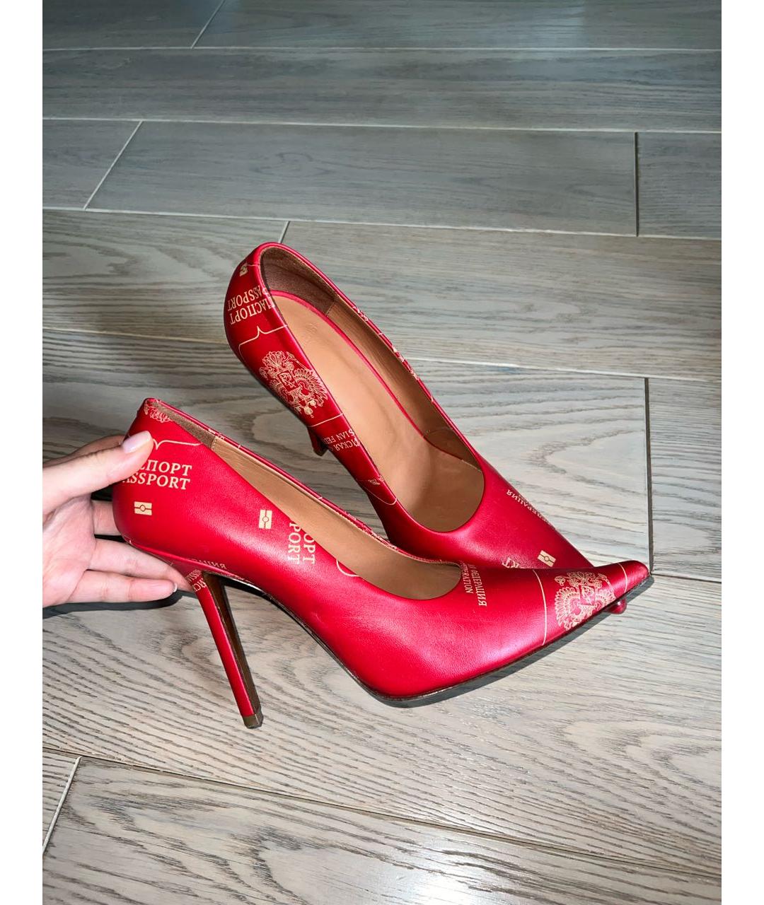 VETEMENTS Красные кожаные туфли, фото 8