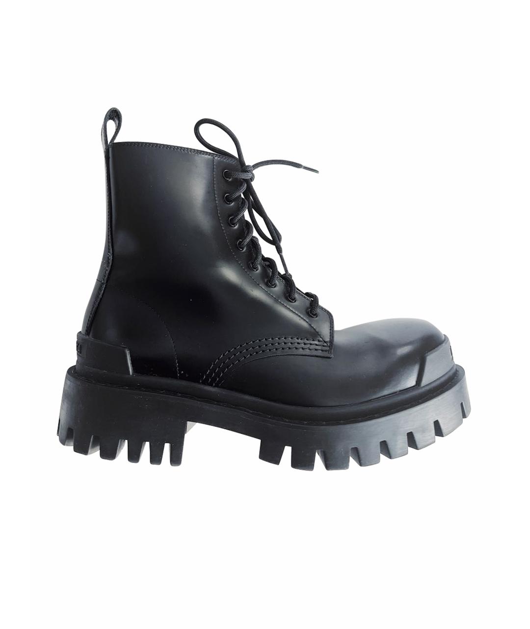 BALENCIAGA Черные кожаные ботинки, фото 1