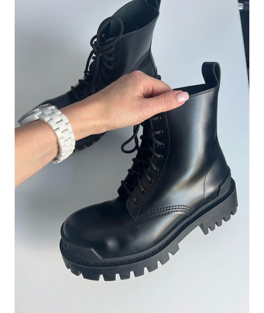BALENCIAGA Черные кожаные ботинки, фото 3