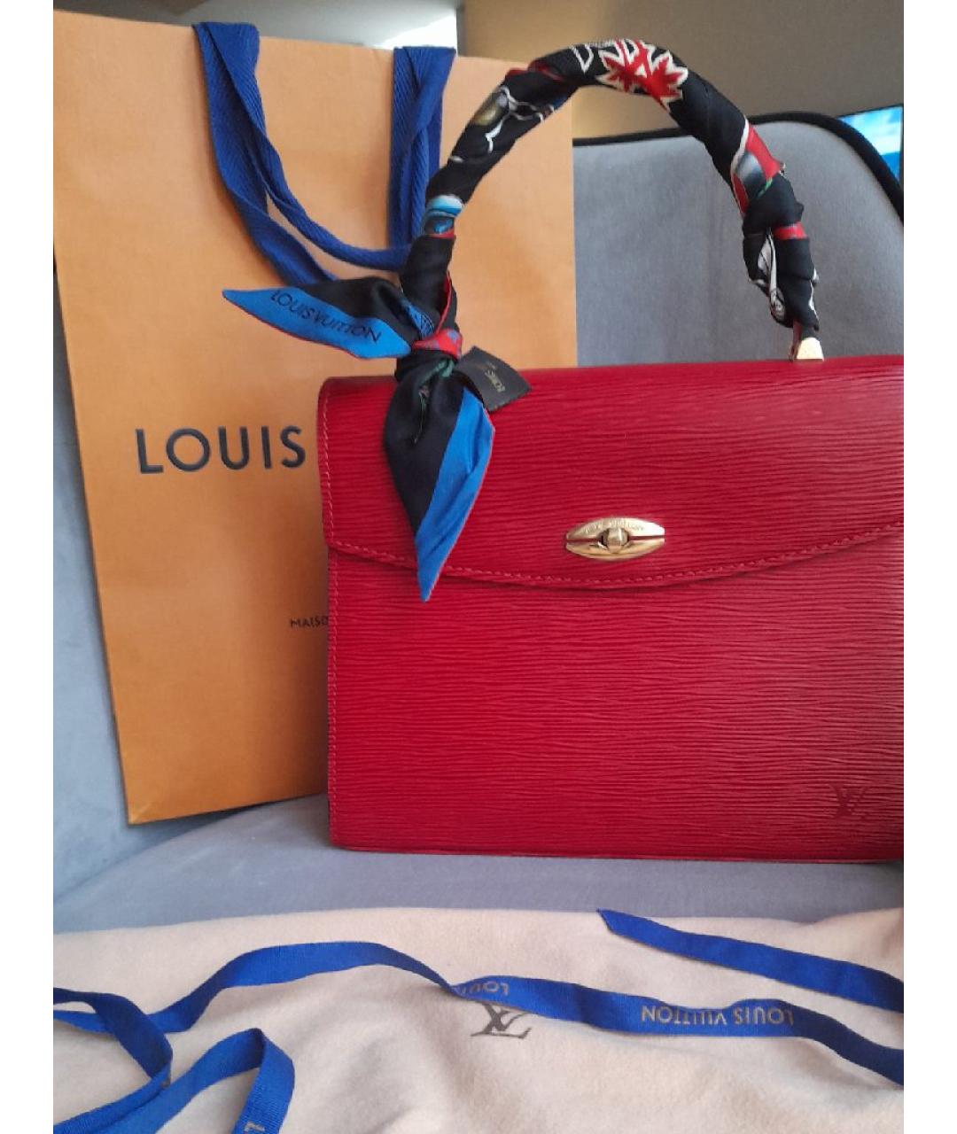 LOUIS VUITTON Красная кожаная сумка с короткими ручками, фото 3