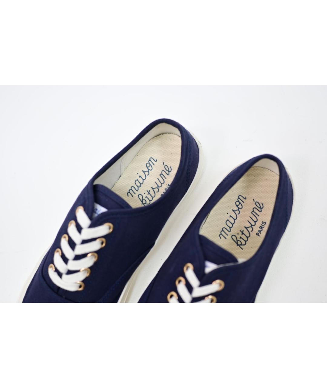 MAISON KITSUNE Темно-синие текстильные низкие кроссовки / кеды, фото 6