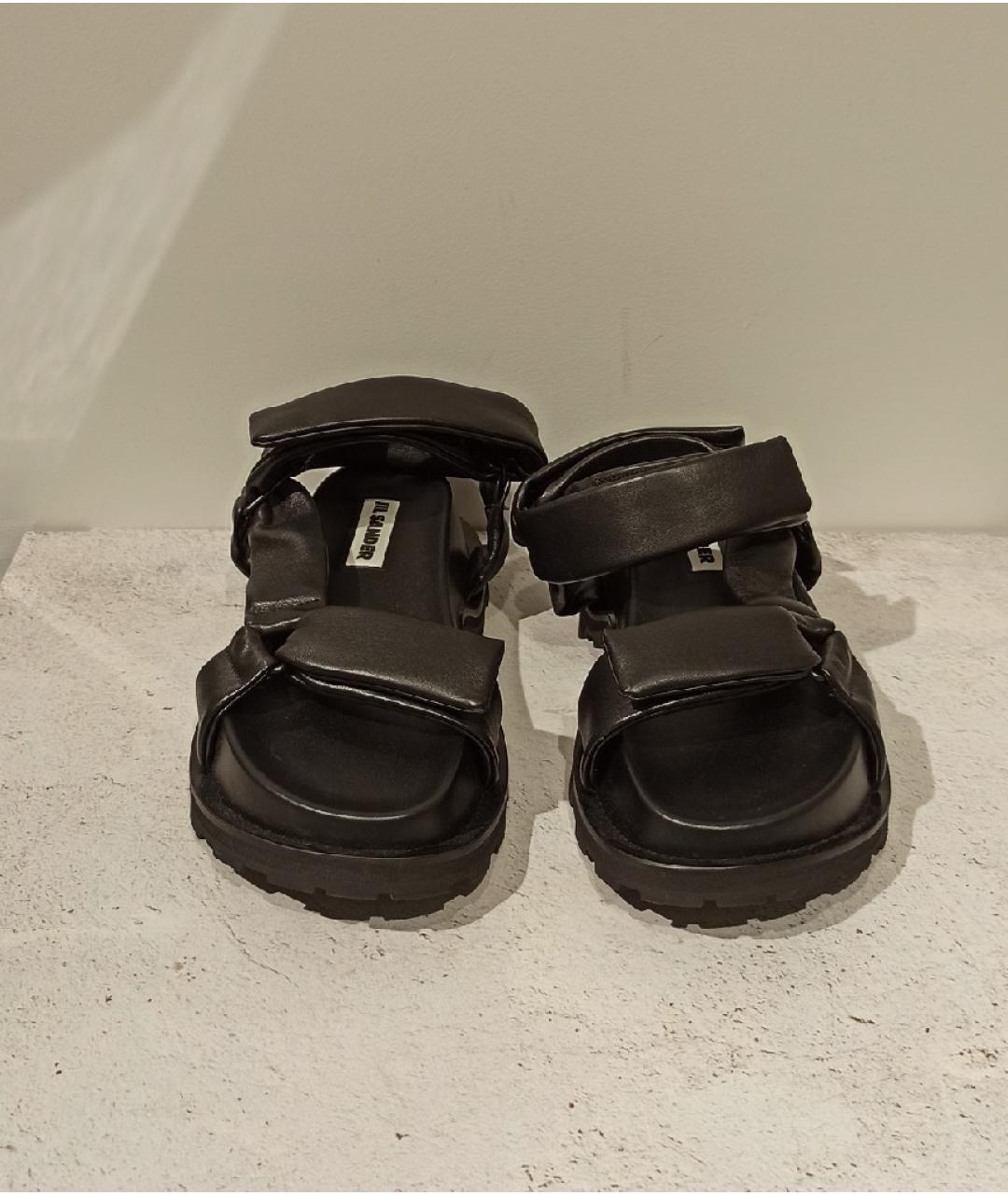 JIL SANDER Черные кожаные сандалии, фото 2