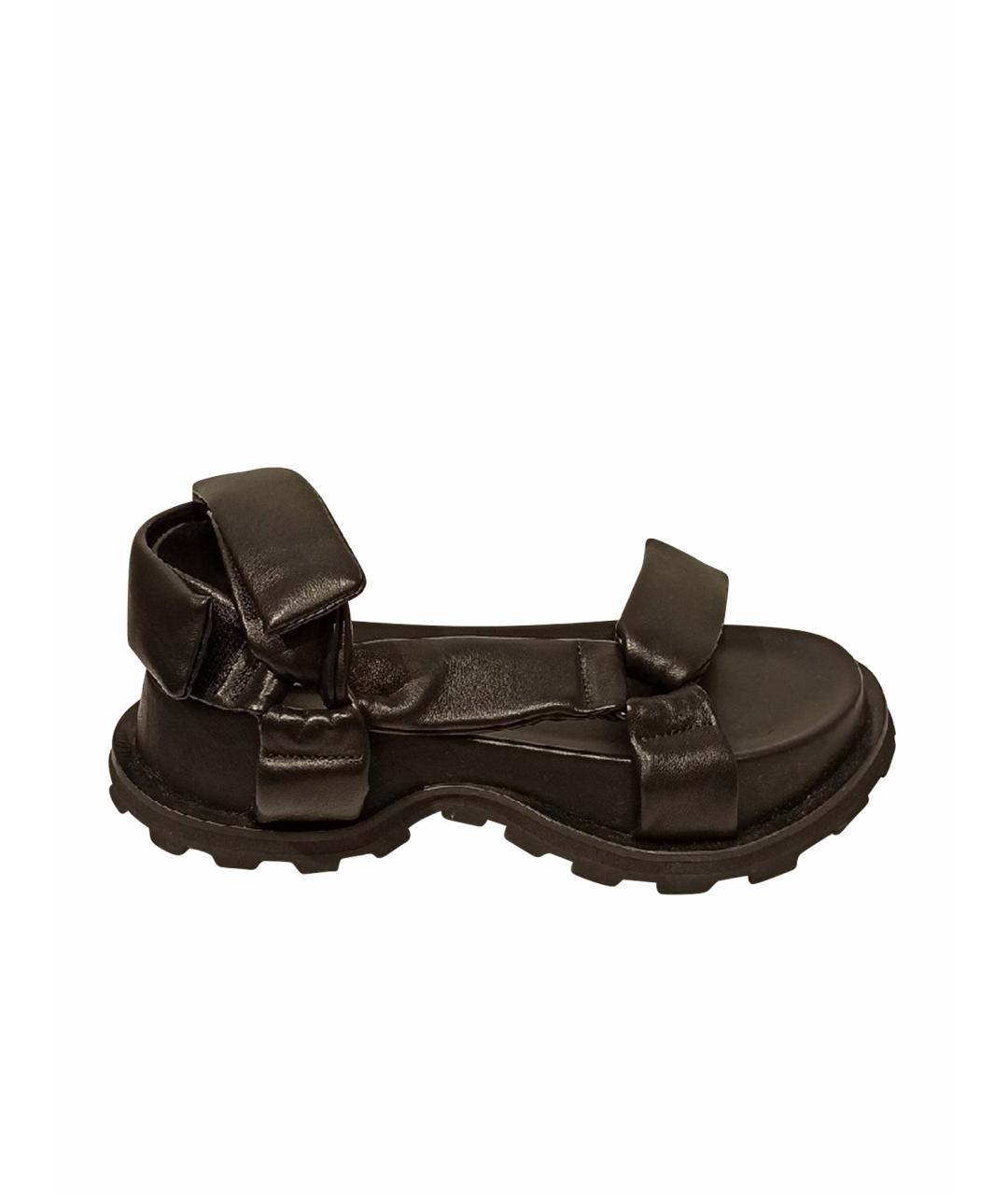 JIL SANDER Черные кожаные сандалии, фото 1