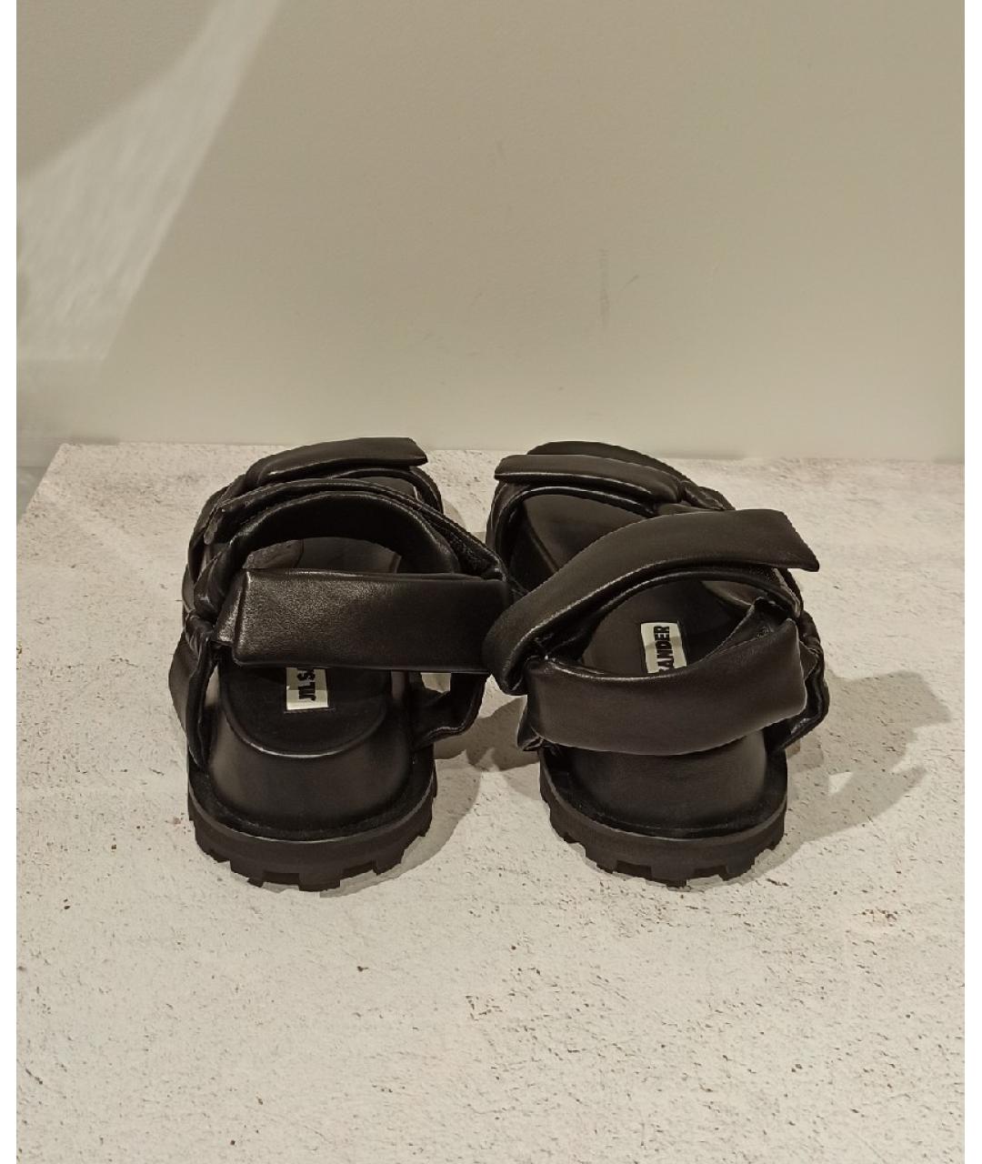 JIL SANDER Черные кожаные сандалии, фото 3