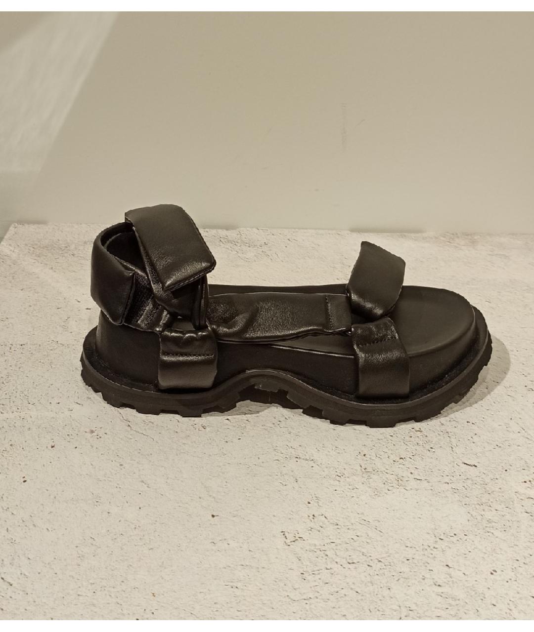 JIL SANDER Черные кожаные сандалии, фото 6