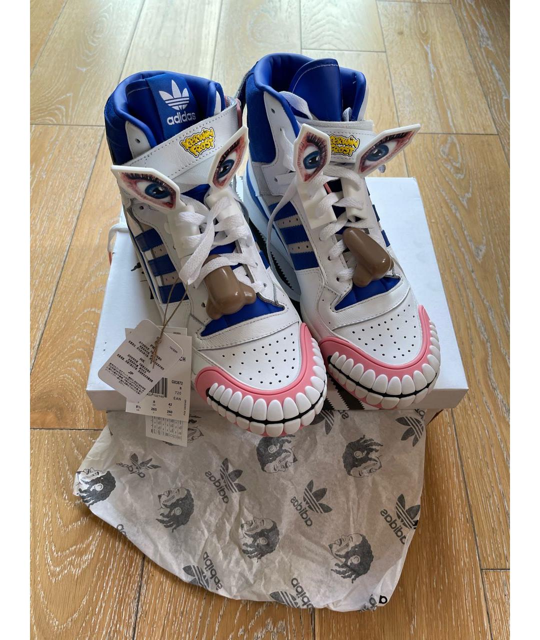 ADIDAS Белые кожаные высокие кроссовки / кеды, фото 3