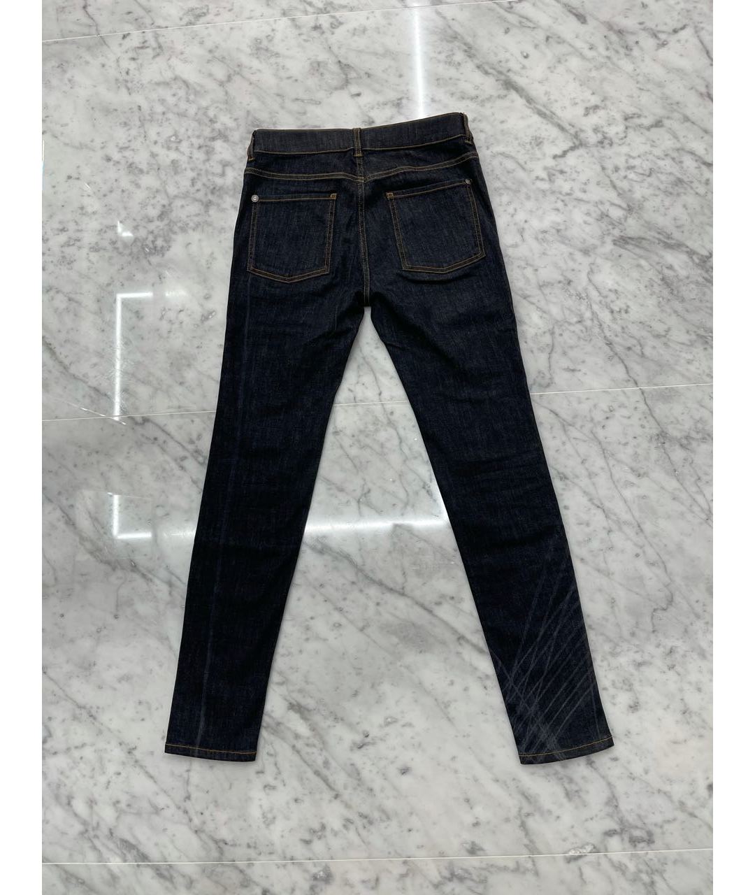 CHANEL PRE-OWNED Темно-синие хлопко-полиэстеровые прямые джинсы, фото 2