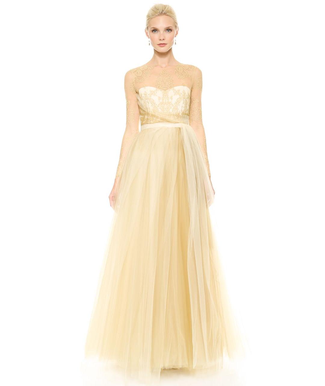 MARCHESA NOTTE Золотое кружевное вечернее платье, фото 2