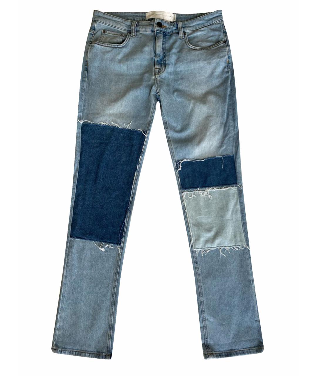 VICTORIA VICTORIA BECKHAM Голубые хлопко-эластановые прямые джинсы, фото 1