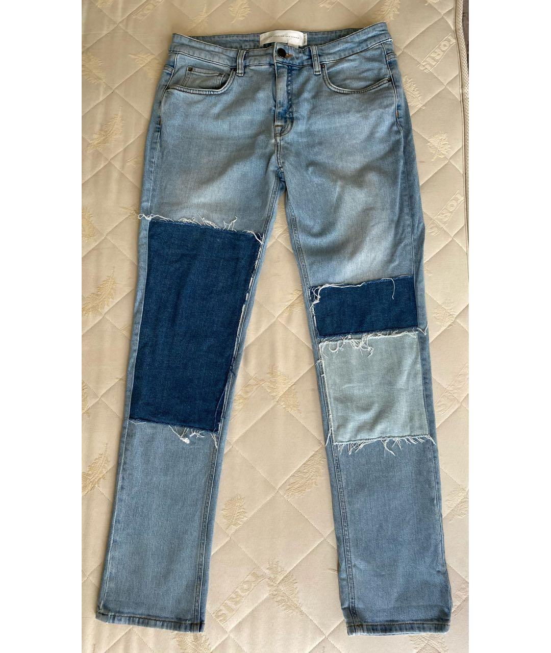 VICTORIA VICTORIA BECKHAM Голубые хлопко-эластановые прямые джинсы, фото 9