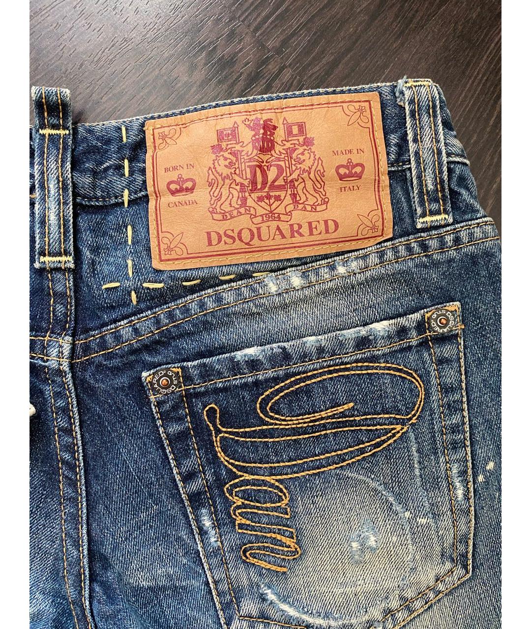 DSQUARED2 Синие хлопковые прямые джинсы, фото 3