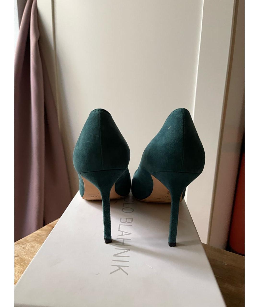 MANOLO BLAHNIK Зеленые замшевые туфли, фото 3