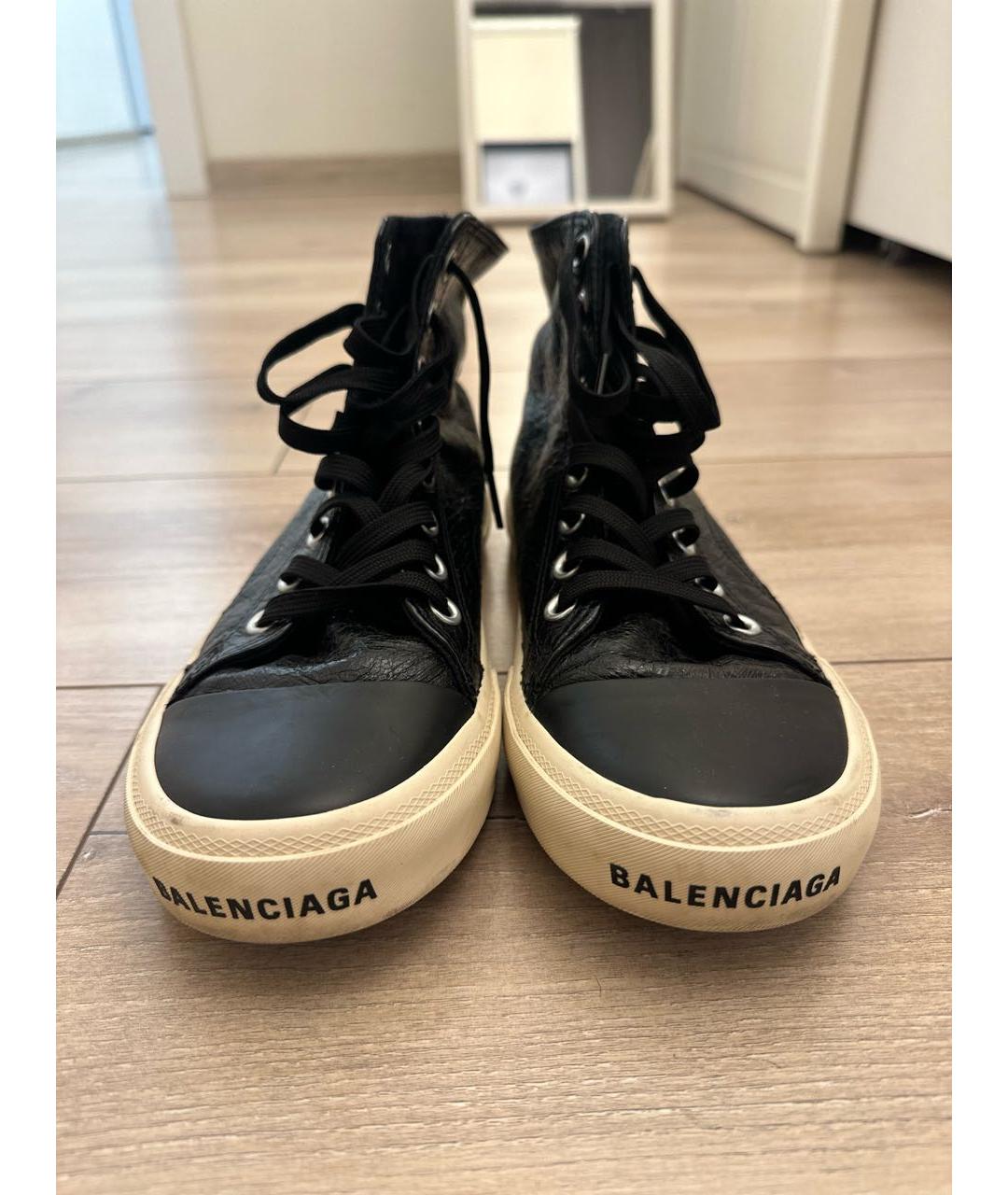 BALENCIAGA Черные кожаные кеды, фото 2