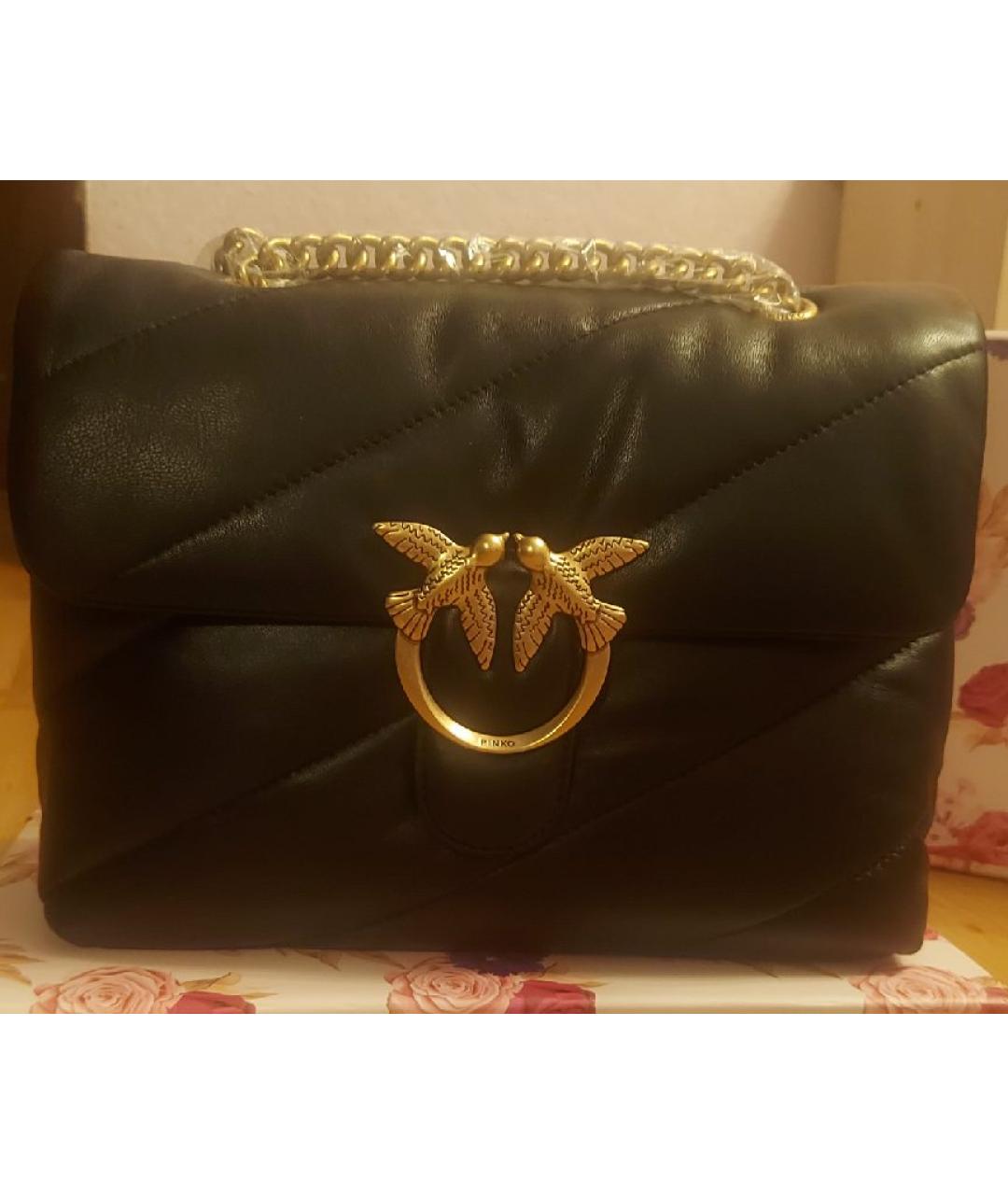 PINKO Черная кожаная сумка через плечо, фото 8