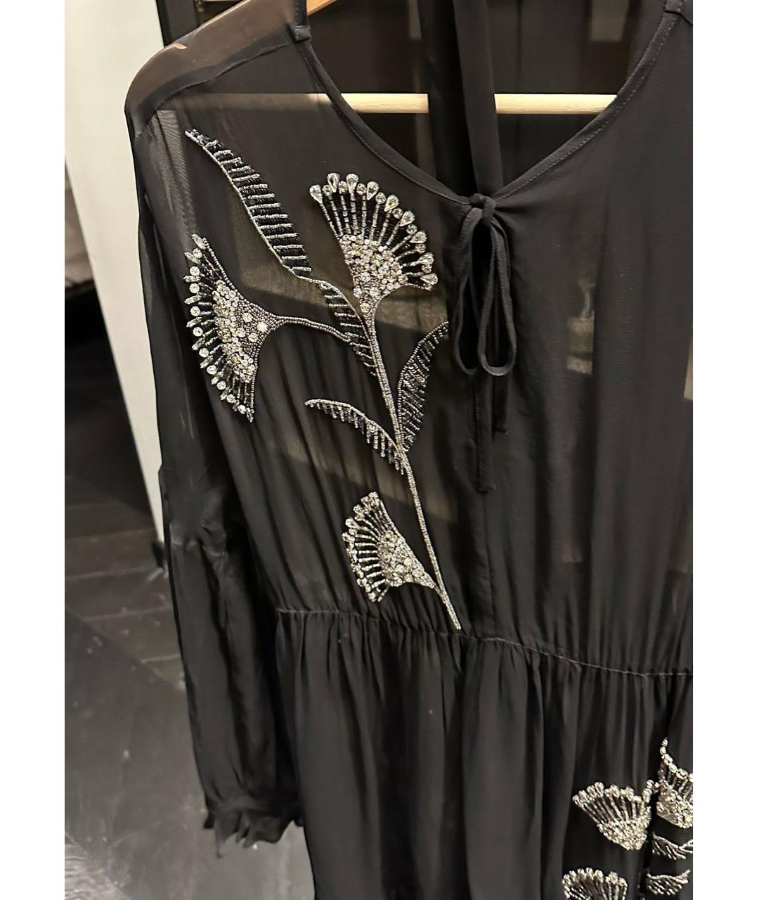 TWIN-SET Черное шифоновое коктейльное платье, фото 3