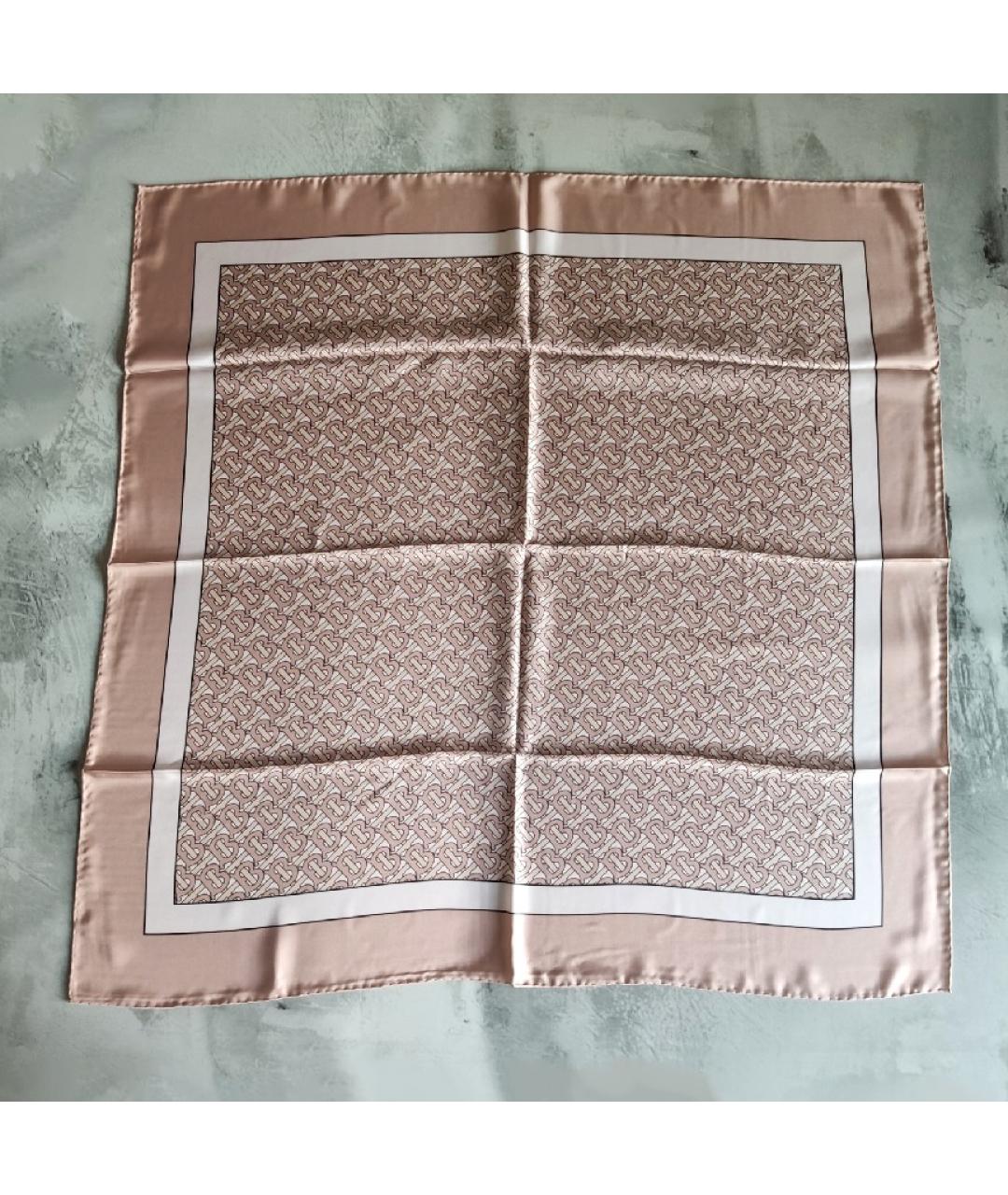 BURBERRY Розовый шелковый платок, фото 10