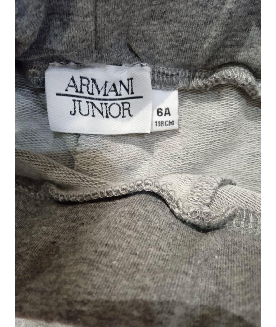 ARMANI JUNIOR Серые хлопковые брюки и шорты, фото 3