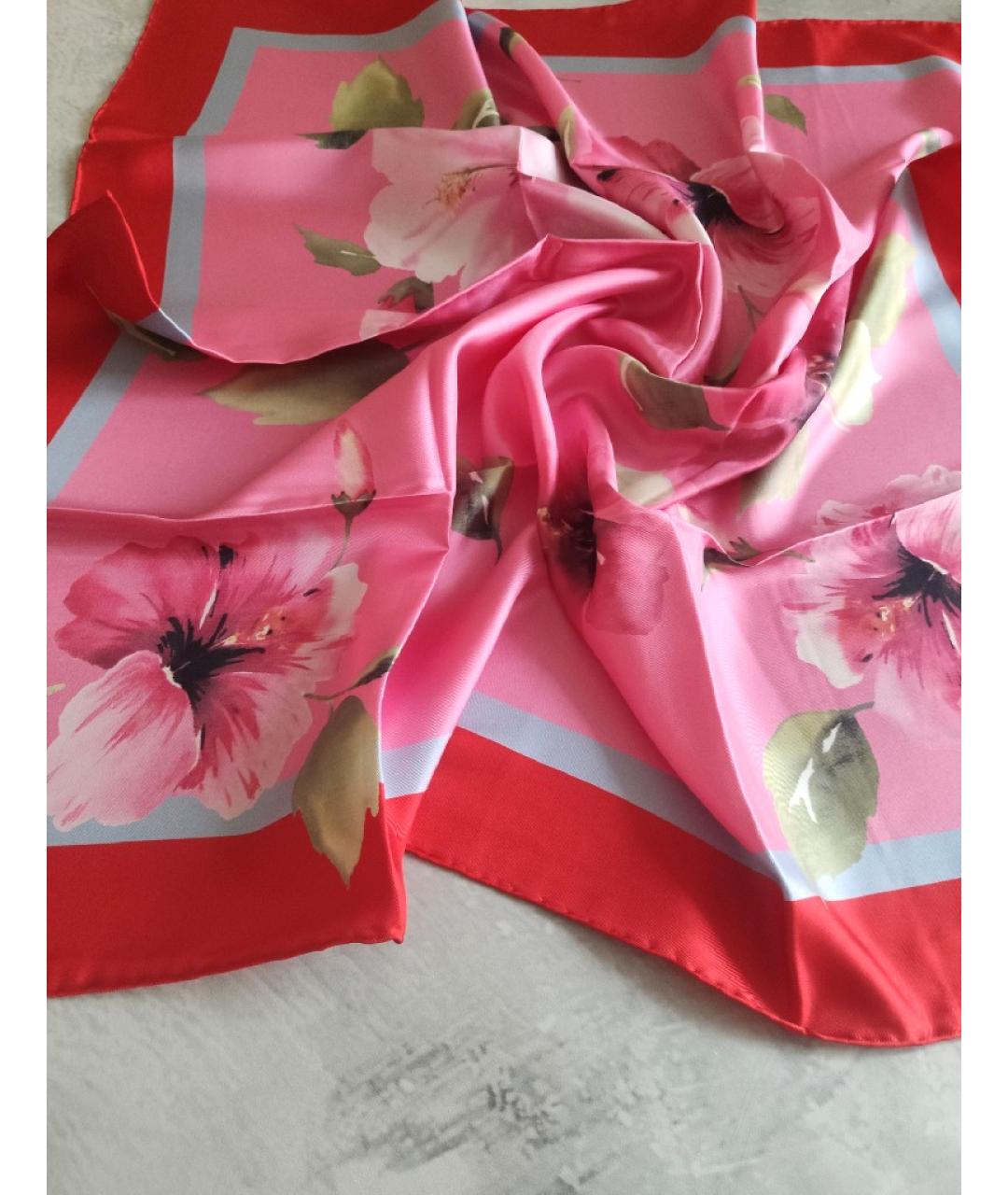 VALENTINO Розовый шелковый платок, фото 3