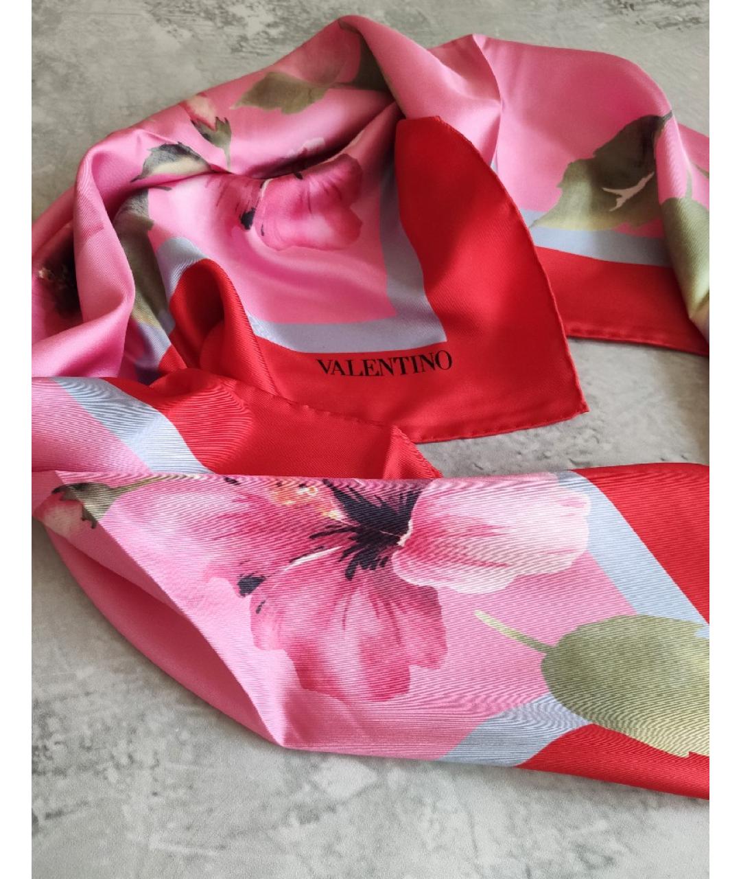 VALENTINO Розовый шелковый платок, фото 7
