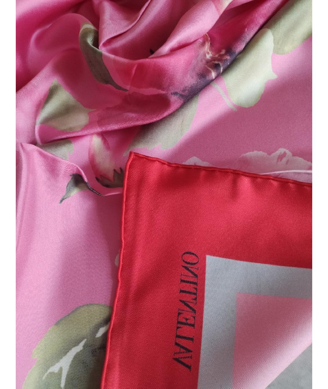 VALENTINO Розовый шелковый платок, фото 8