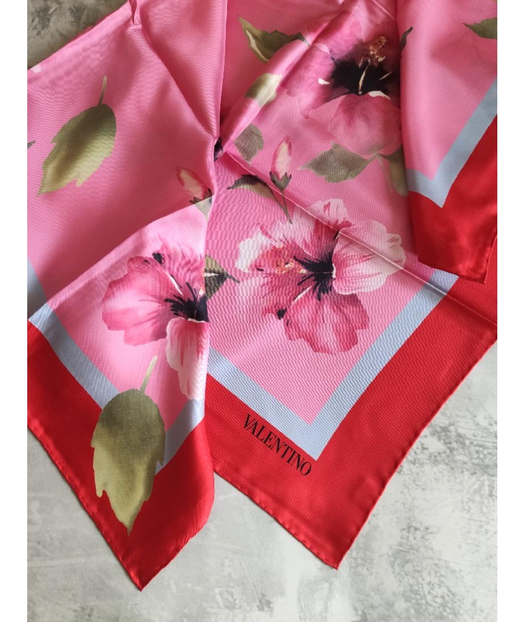 VALENTINO Розовый шелковый платок, фото 5