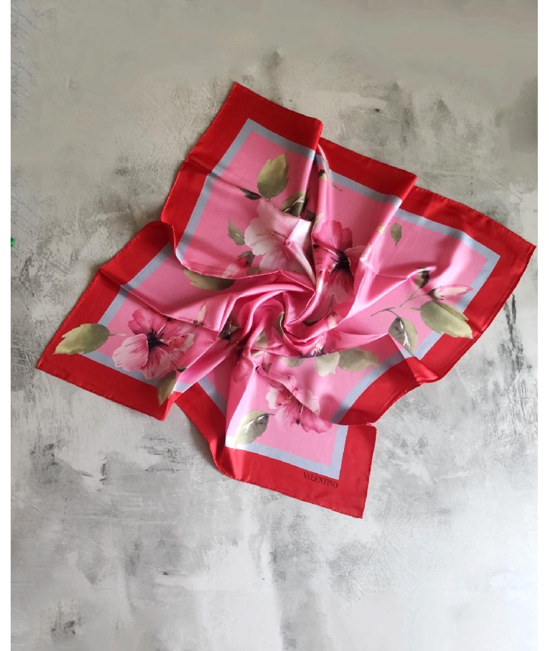 VALENTINO Розовый шелковый платок, фото 2