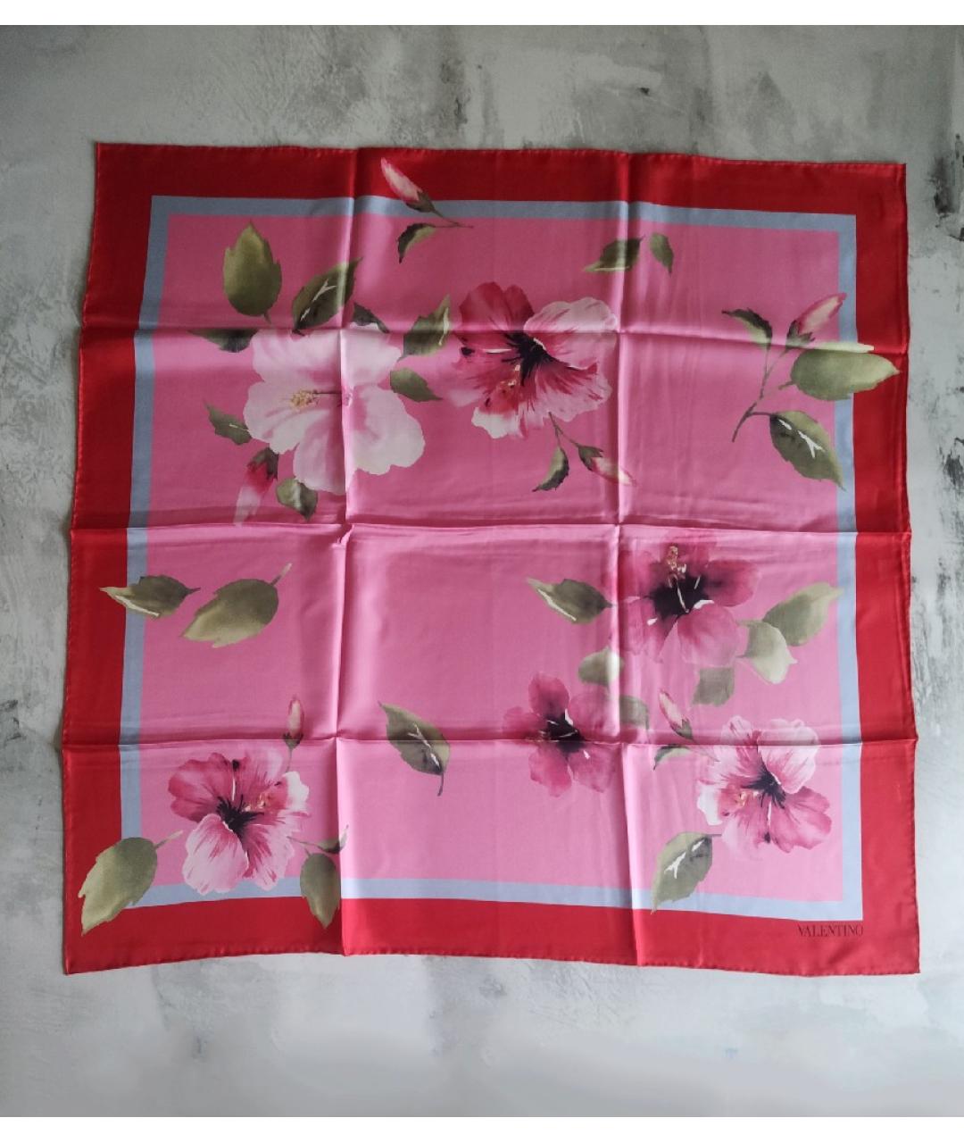 VALENTINO Розовый шелковый платок, фото 9