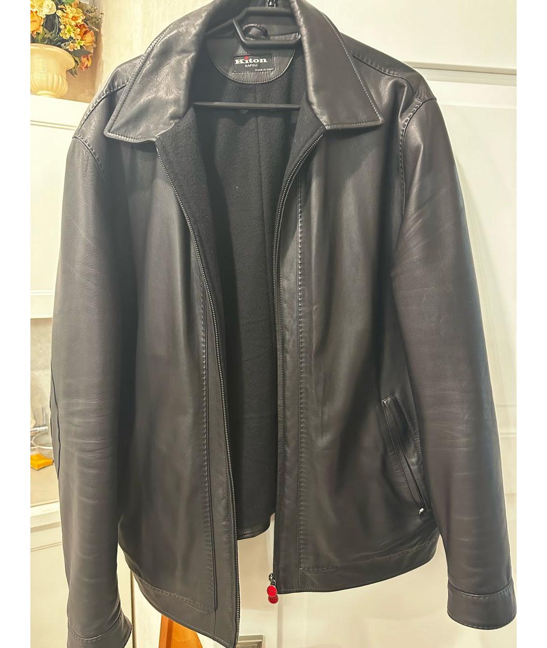 KITON Черная кожаная куртка, фото 7