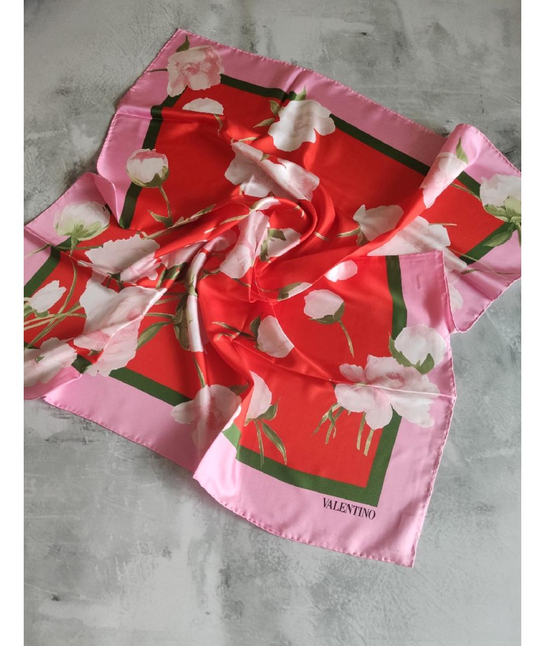 VALENTINO Розовый шелковый платок, фото 2