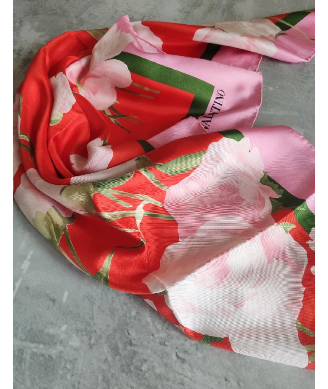 VALENTINO Розовый шелковый платок, фото 7