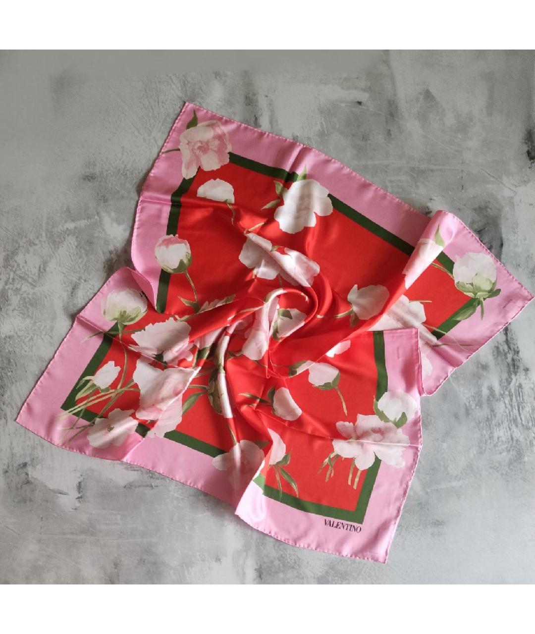 VALENTINO Розовый шелковый платок, фото 3