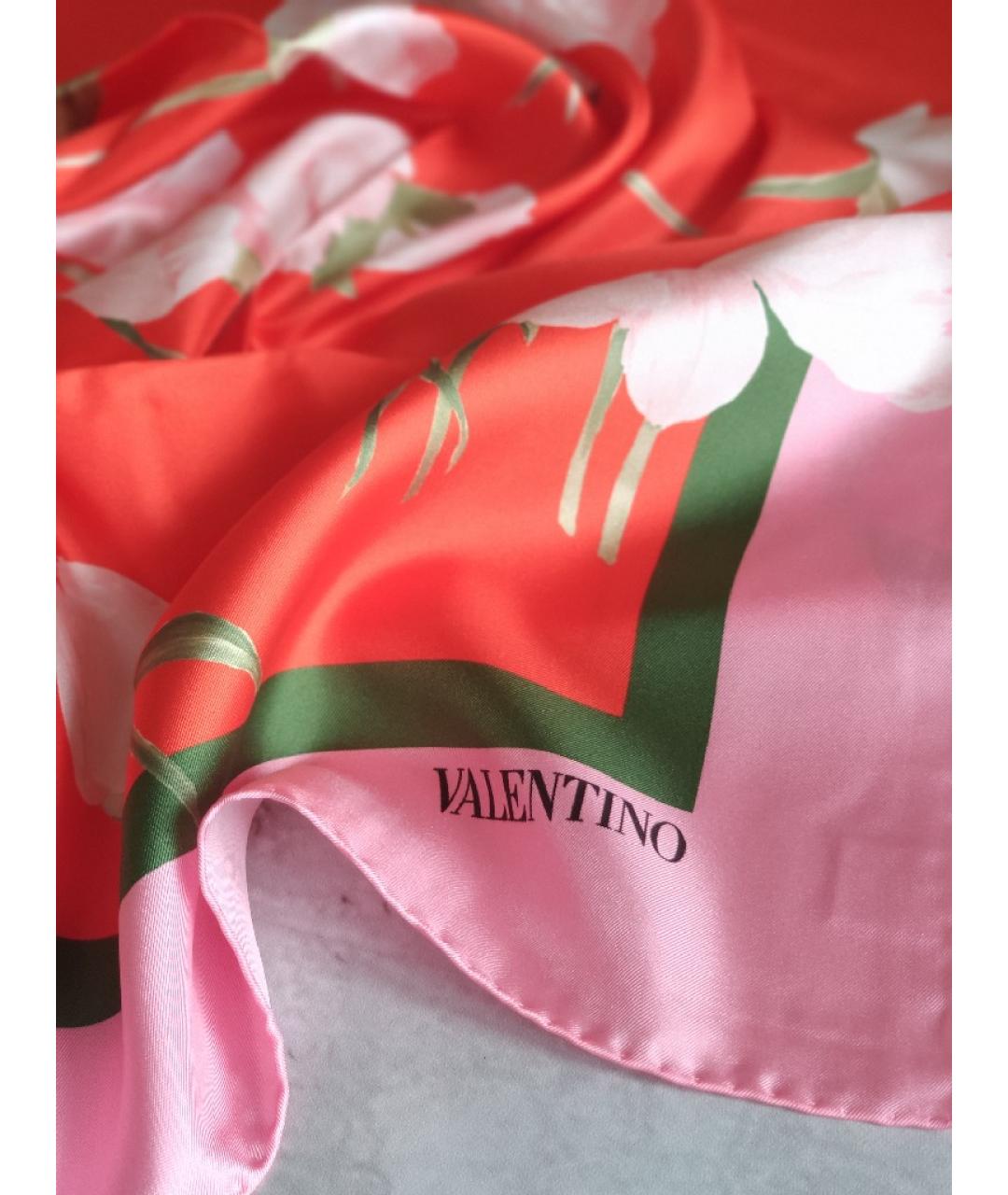 VALENTINO Розовый шелковый платок, фото 9