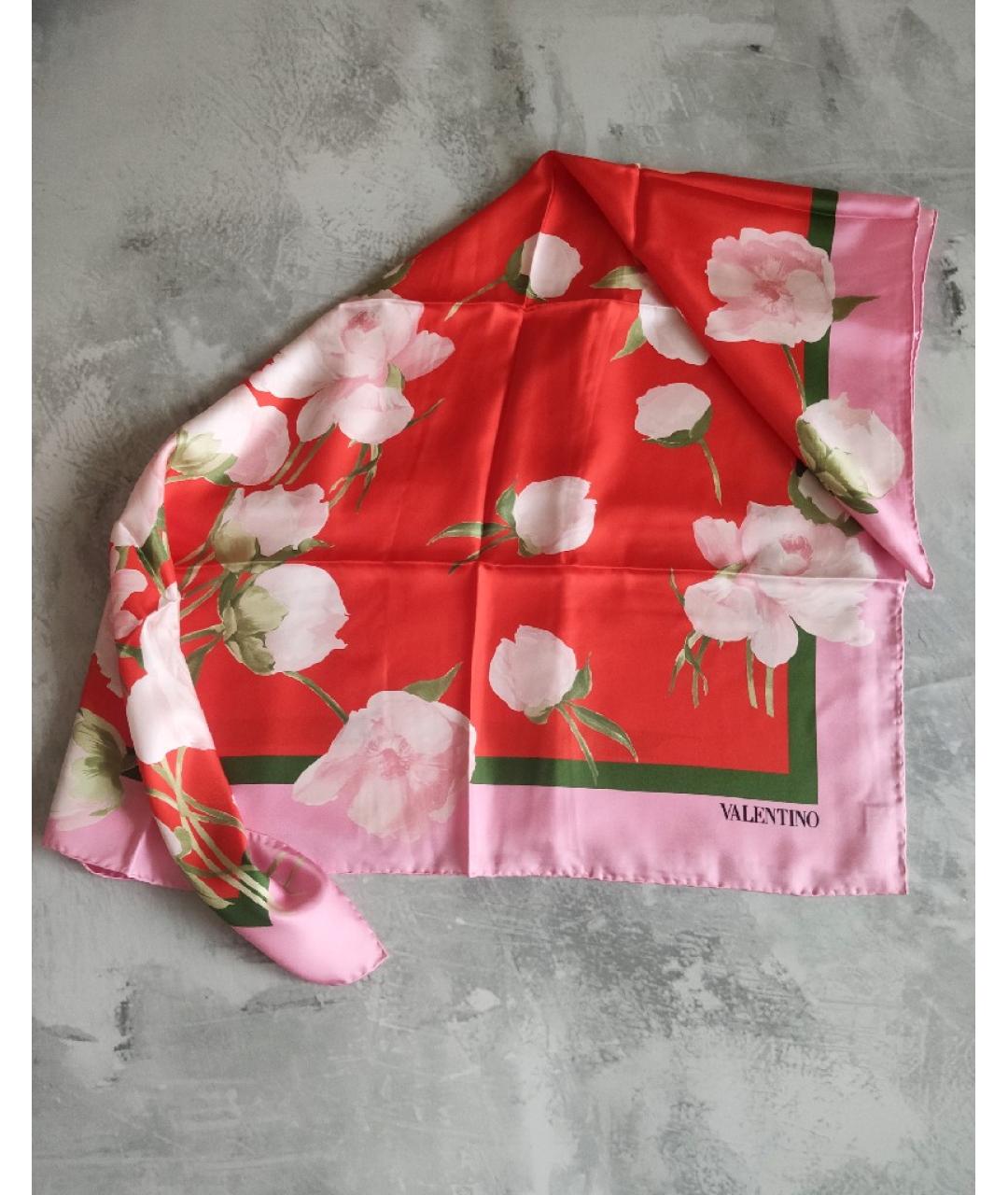 VALENTINO Розовый шелковый платок, фото 5