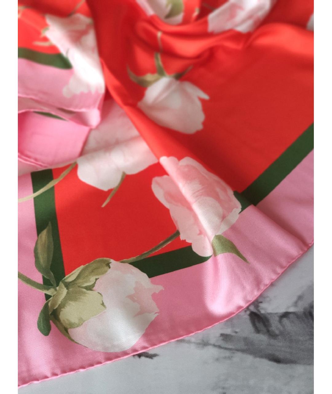 VALENTINO Розовый шелковый платок, фото 4