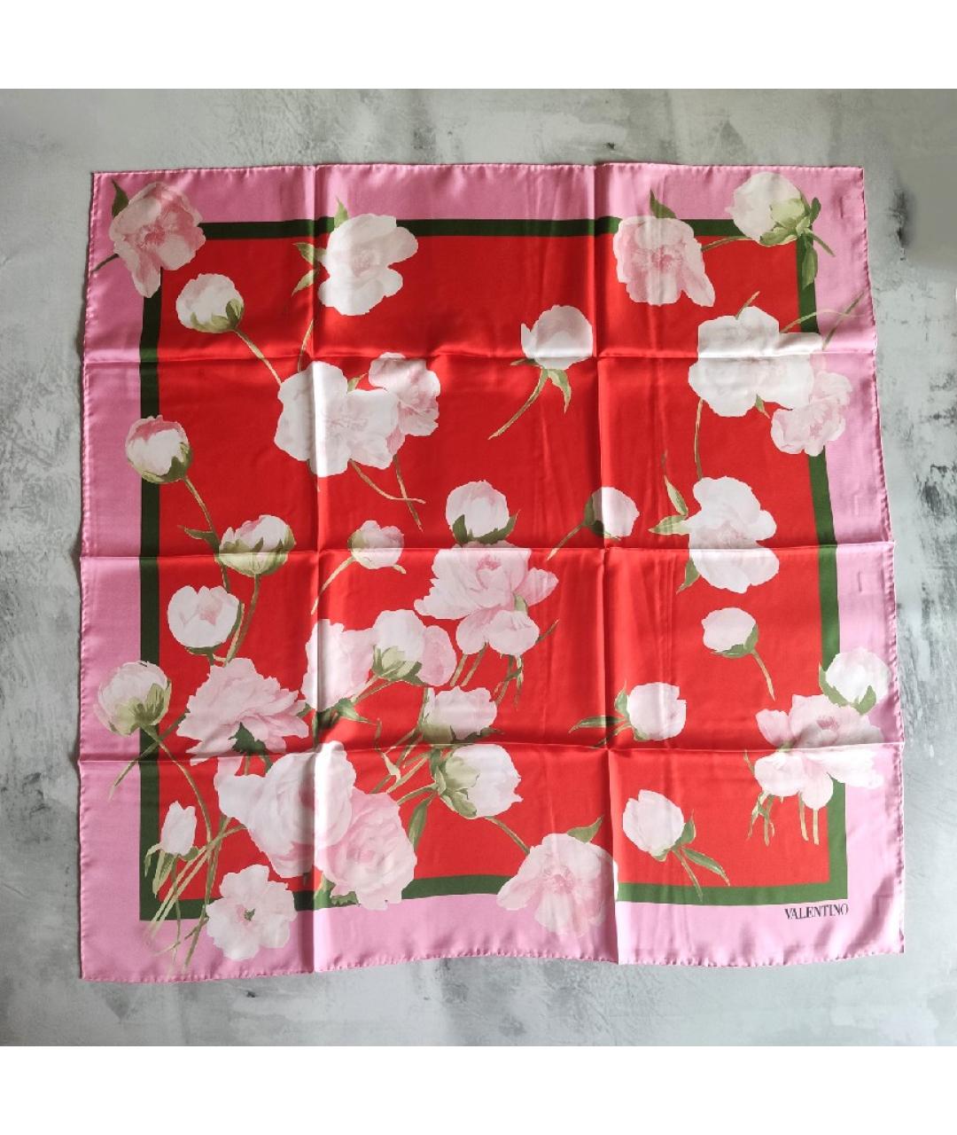 VALENTINO Розовый шелковый платок, фото 10