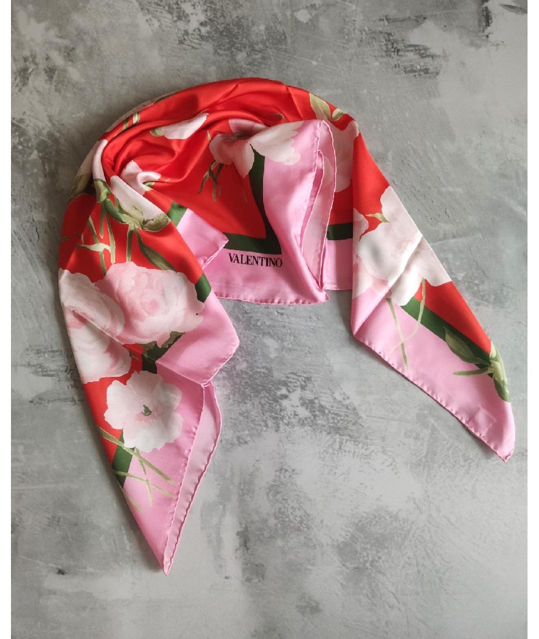 VALENTINO Розовый шелковый платок, фото 6