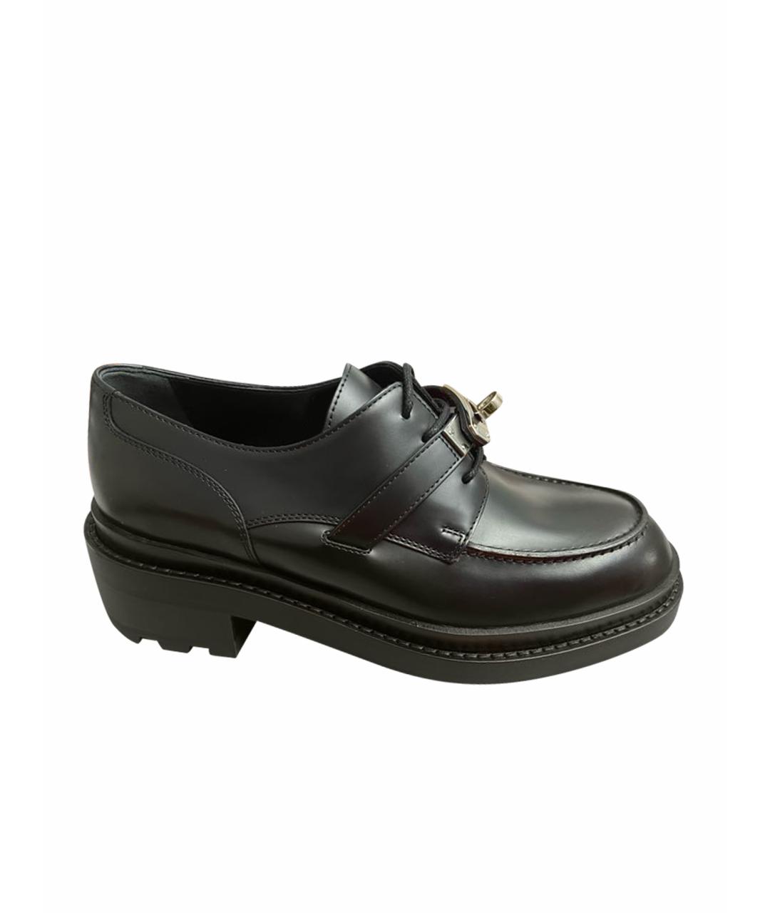 HERMES Черные кожаные лоферы, фото 1