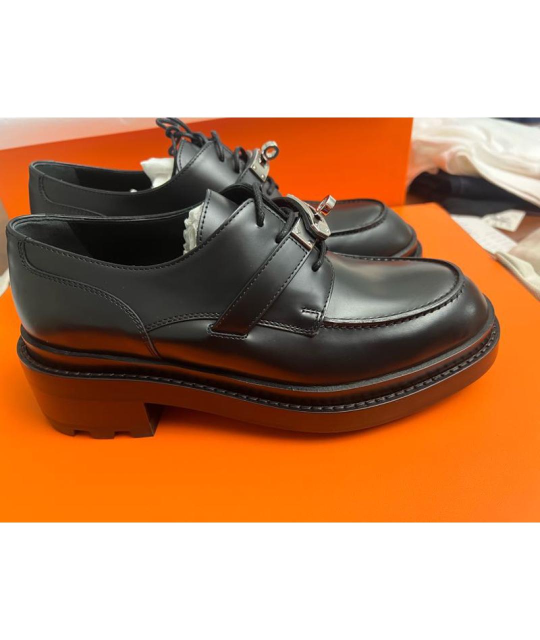 HERMES Черные кожаные лоферы, фото 7