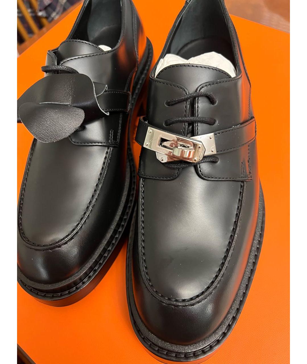 HERMES Черные кожаные лоферы, фото 3
