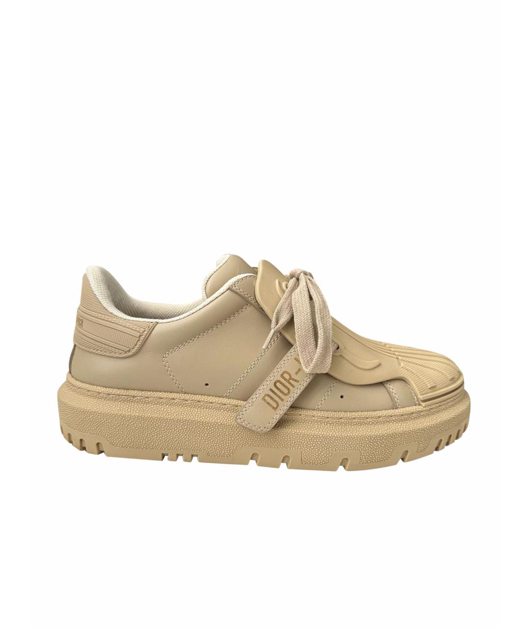 CHRISTIAN DIOR Бежевые кожаные кроссовки, фото 1