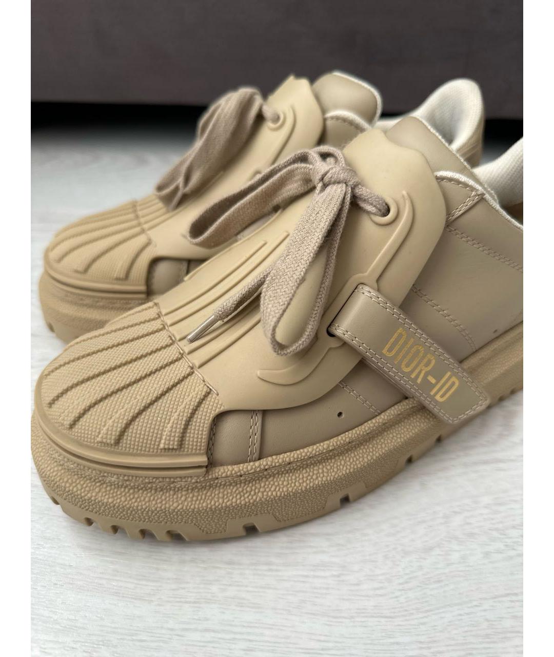 CHRISTIAN DIOR Бежевые кожаные кроссовки, фото 5