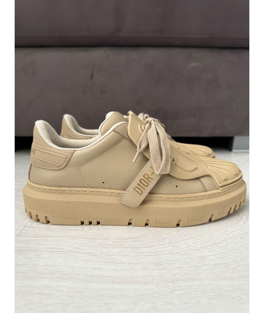 CHRISTIAN DIOR Бежевые кожаные кроссовки, фото 9