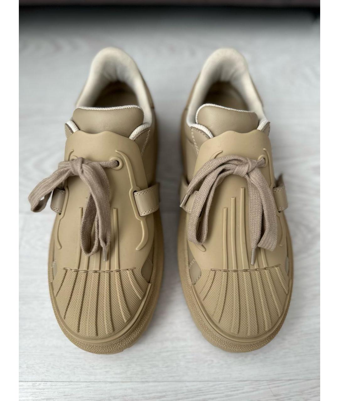 CHRISTIAN DIOR Бежевые кожаные кроссовки, фото 2