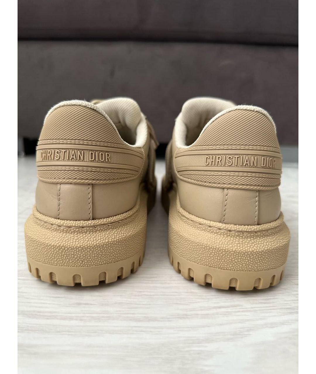 CHRISTIAN DIOR Бежевые кожаные кроссовки, фото 4