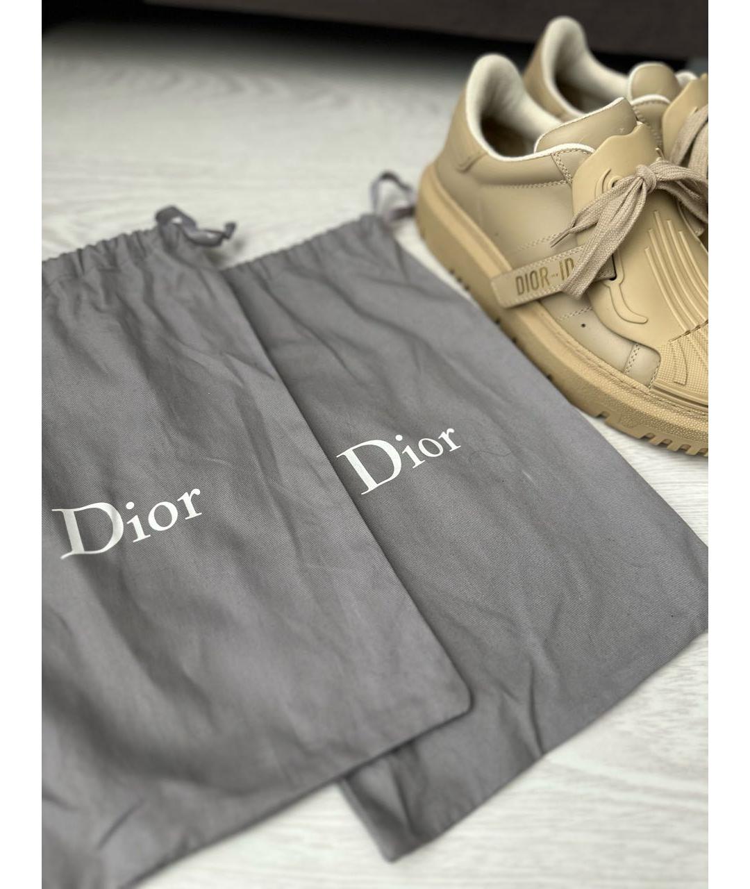 CHRISTIAN DIOR Бежевые кожаные кроссовки, фото 8