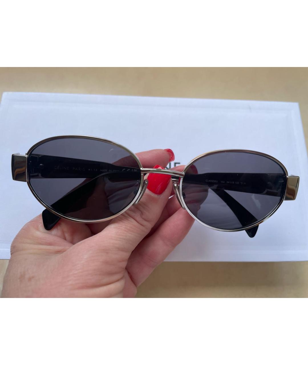 CELINE Серебряные металлические солнцезащитные очки, фото 6