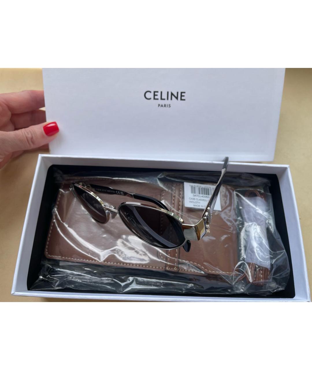 CELINE Серебряные металлические солнцезащитные очки, фото 7