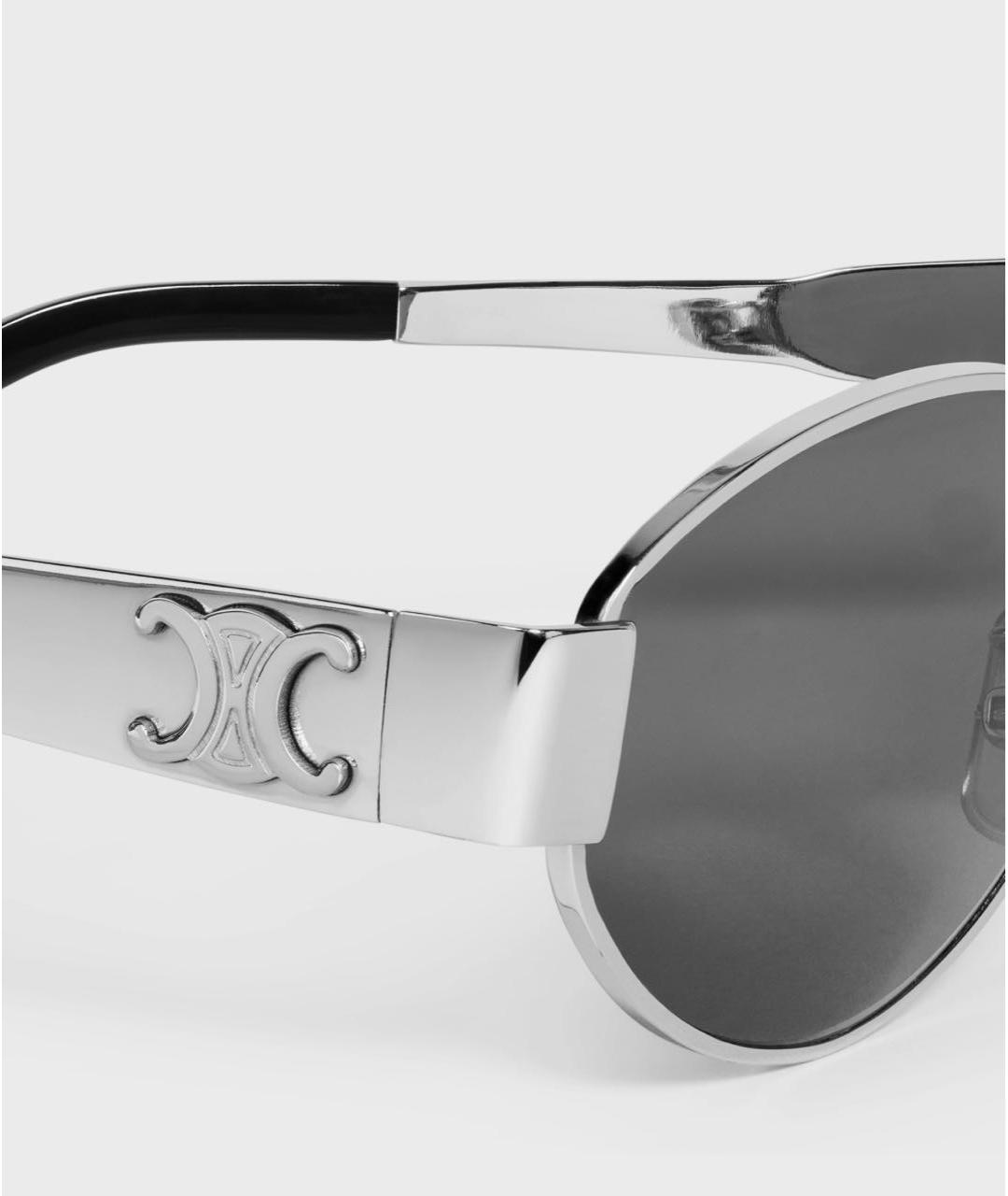 CELINE Серебряные металлические солнцезащитные очки, фото 3